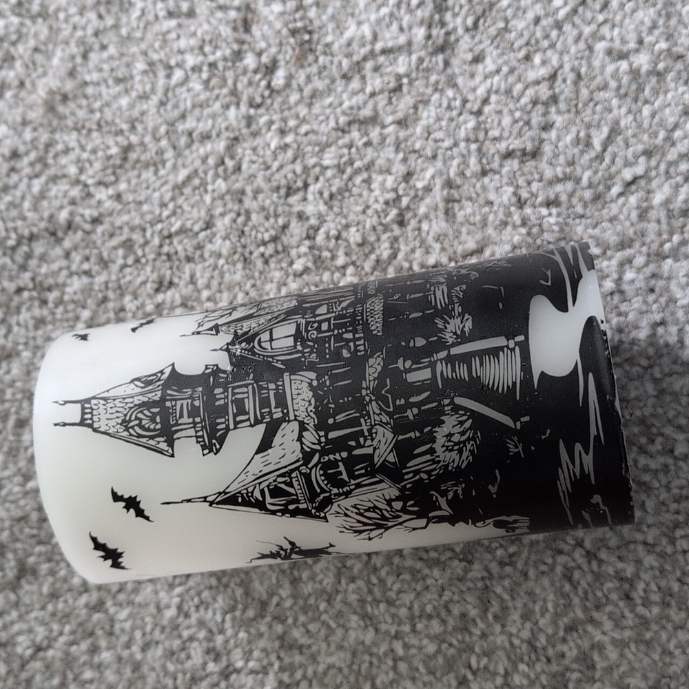 Haunted House Halloween Pillar Battery Candle